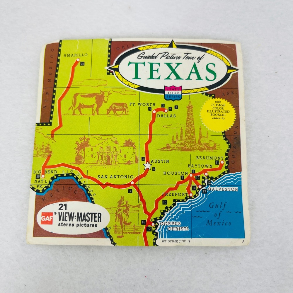 Vintage GAF View-Master Guided Picture Tour of Texas 3 Reel Set A 410 Booklet